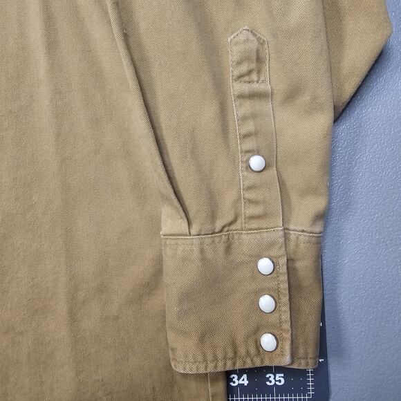 Vintage Wrangler Shirt Mens XXL Big Tan Heavy Twill Snap Western Cowboy 90s - Picture 3 of 15